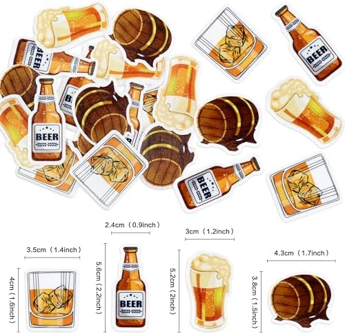 Ercadio 40Pcs Edible Beer Party Cupcake Toppers Beer Kegs Cupcake Picks for Men Birthday Cupcake Decorations Father's Day Cheers and Beers Alcohol Birthday Party Decor Supplies
