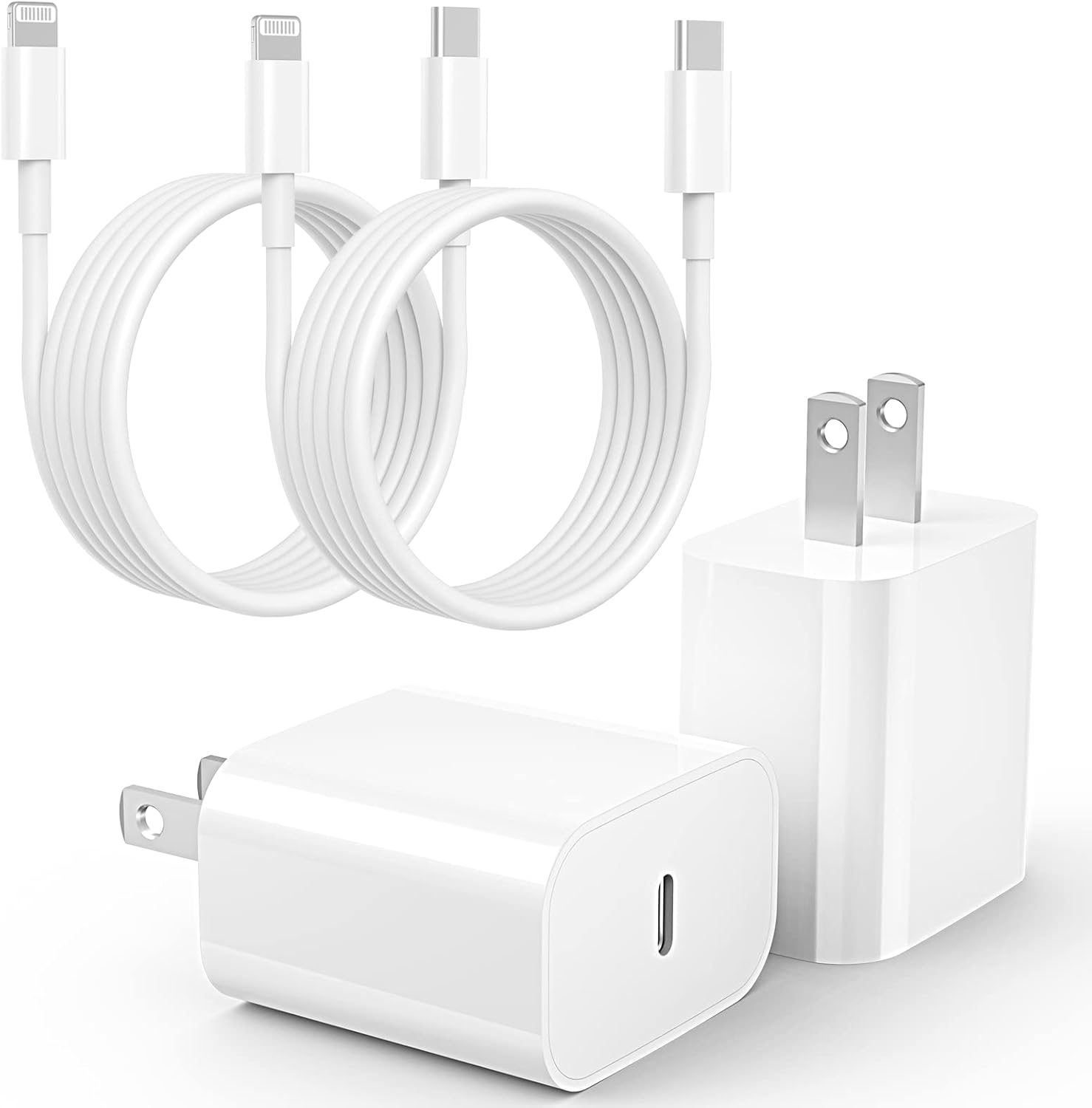 Ximytec iPhone 14 13 12 11 Charger Fast Charging [MFi-Certified] 2Pack 20W Type-C Fast Charger Blocks with 6FT USB C to Lightning Cables Compatible with iPhone 14/13/ 12/11/ XS/XR/X/ 8 /iPad (White)