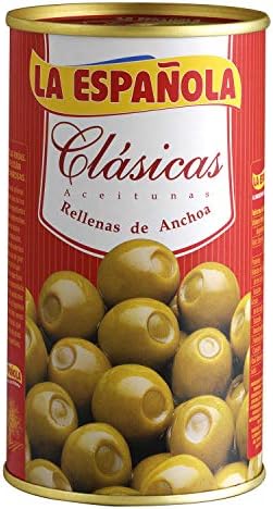 La Espanola. Clasicas Green Olives stuffed with Anchovies. 350g (12,35oz). Pack of 6