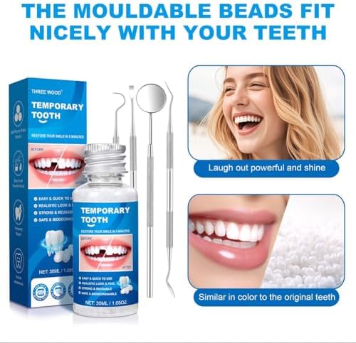 Tooth Provisional Kit, DIY Thermal Beads for Missing & Broken Teeth, Temporary Restoration & Denture Replacement