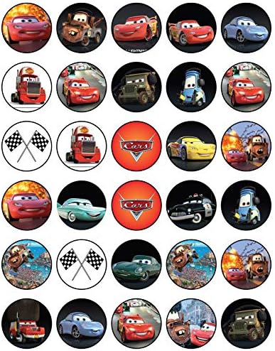 30 x Edible Cupcake Toppers – Racing Cars Themed Collection of Edible Cake Decorations | Uncut Edible on Icing Sheet