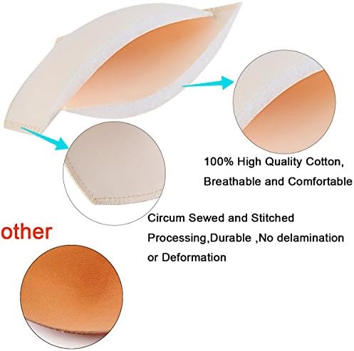 Bra Pad Inserts 4 Pairs, Bra Pads Sewn Padded for Sports Bra A/B or C/D,D/E Cup Beige or Black, White Optional