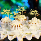 36Pcs Glitter Golden We'll Miss You Cupcake Toppers for Retirement, Graduation, Going Away, Office Work, Farewell Party Decorations Supplies Nostalgia Day Anniversary Cupcake Decorations