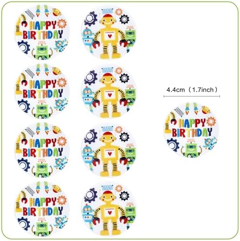 Ercadio 48 PCS Edible Robot Cupcake Toppers Cartoon Robot Cake Picks Gear Happy Birthday Cake Decor for Kids Theme Boys Birthday Baby Shower Party Supplies