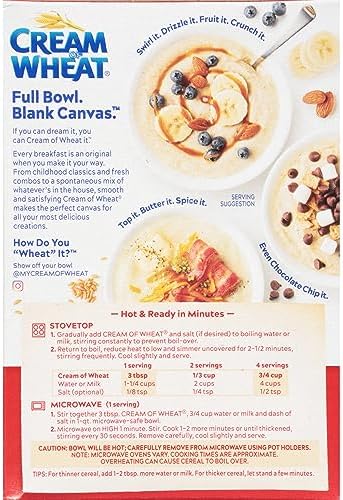 Cream of Wheat Original Stove Top Hot Cereal, 2 1/2 Minute Cook Time, 12 Ounce (Pack of 12)