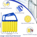Blind Cleaner Duster Tool - 2 Pcs 7 Fingers Anti-Shedding Window Blind Cleaner Tool and 2 Pcs Air Vent Cleaner, with High-Density Microfiber Fleece and Ergonomic Handle, Detachable and Washable