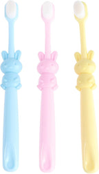 3pcs Manual Toothbrushes Soft Bristles Cartoon Rabbit Design Toothbrushes for 2-8 Years Oral Care Teeth Cleaning
