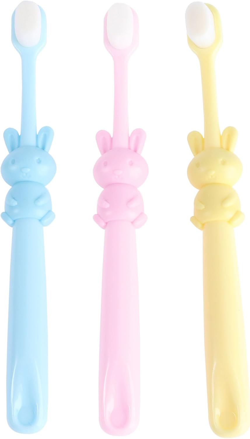 3pcs Manual Toothbrushes Soft Bristles Cartoon Rabbit Design Toothbrushes for 2-8 Years Oral Care Teeth Cleaning