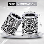 Yahpetes Norse Viking Rune Beads 2 Pcs Hair Beard Pendants Antique 0.59"X0.47" Norse Rings Silver Metal Clips Cuffs Rings Vikings Jewelry for Hair Decoration