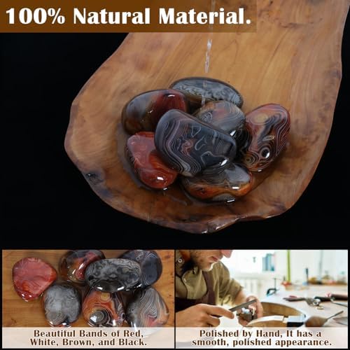 Sardonyx Stone-4 Pcs Sardonyx Agate Palm Stone Pocket Energy Stone, Smooth Healing Crystal and Worry Stones