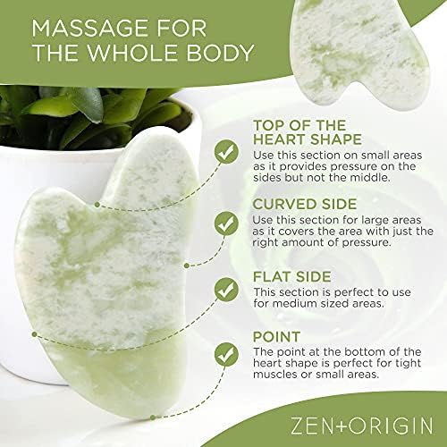 Jade Roller and Gua Sha Set - 100% Natural Jade Stone Face Roller, Dual Sided Massage Roller Stimulates Blood Flow, Relieves Stress, Reduces Signs of Aging, Travel Pouch Included, Gift Box