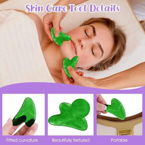 30 Pcs Gua Sha Facial Tool Resin Gua Sha Massage Tool Heart Shaped Guasha Stone Guasha Board for Face Body Skin Massage Spa Acupuncture Prevent Wrinkles (Multi Colors)
