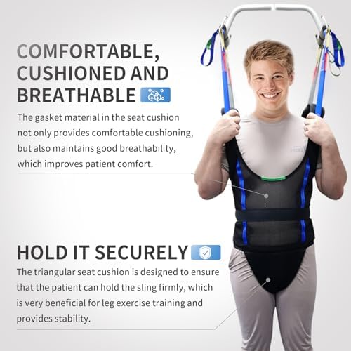 Patient Lift Sling Medical Transfer Sling for Patient Walking Training, Working Aids for Ambulation Support Training, 500lbs Safety Working Load (Large)