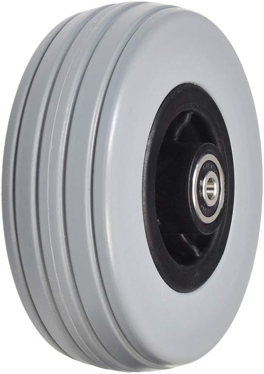 AlveyTech 6"x2" Front and Rear Caster Wheel for the Quantum Q6 Edge & Q6000Z Power Chairs - Replacement Wheels with Gray Ribbed Solid Tires, 638-2RS Bearings, Right or Left (WHLASMB2130 / TAGC2130)