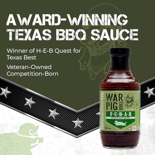 WarPig BBQ FUBAR Elite BBQ Sauce - Sweet & Tangy Texas Style Barbecue Sauce for Ribs, Pork & Chicken - Competition Winning Pitmaster Glaze & Grilling Sauce - Small-Batch Crafted 21 oz Bottle