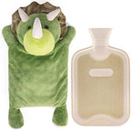 HomeTop Premium Classic Rubber Hot and Cold Water Bottle with Cute Stuffed Triceratops Cover
