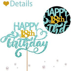 Sky Blue Glitter Happy 18th Birthday Cake Topper, 18th Birthday Party Cake Decoration, Cheers to Eighteen Years Old Birthday Party Supplies Decorations for Teen Girl or Teen Boy