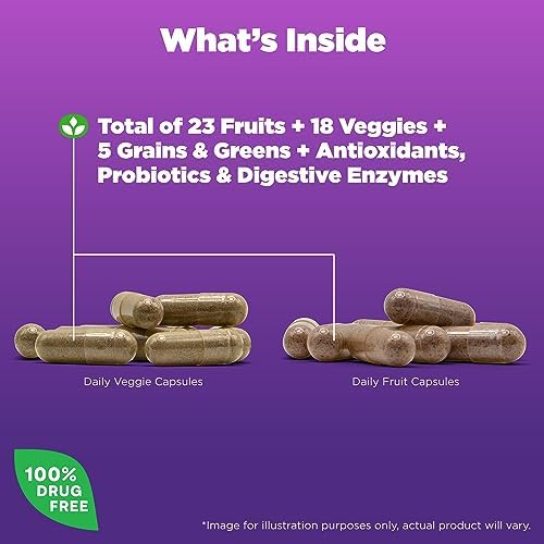 Natrol JuiceFestiv Daily Fruit & Veggie with SelenoExcell and Whole-Food [Phyto]Nutrients, Dietary Supplement Supports Better Nutrition (& overall well-being), 120 Capsules (Pack of 2), 60 Day Supply