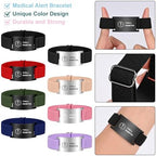 Medical Alert Bracelet for Women Men, Adjustable Medical Alert ID Wristband for Diabetic D.N.R Pacemaker Epilepsy