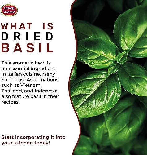 Dried Basil Leaves 7oz (200g) - Natural, Non-GMO, Vegan, Ayurveda Herb - by Spicy World