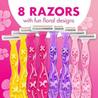BIC Soleil 3 Simply Women's Disposable 3-Blade Razors, Soothing Moisture Strip and Comfortable Handle, 8-Pack