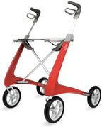 ByACRE Carbon Ultralight Rollator Walker With Organizer Bag, Wide Track, 18.5" x 24" Seat (W x H), Red
