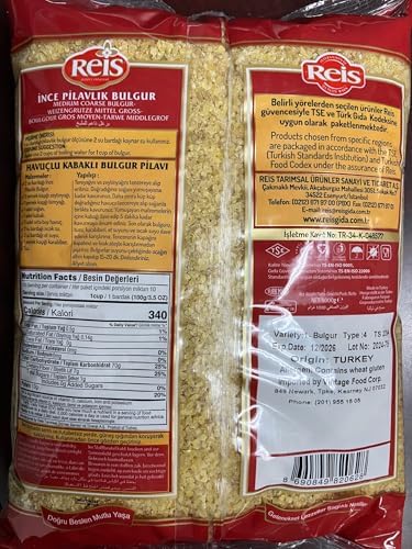 Reis MEDIUM Coarse Bulgur for Pilafs 2lb by Reis (ince Pilavlik Bulgur 1kg)
