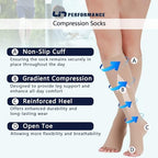 Lin Performance Compression Socks for Women and Men, 20-30 mmHg Open Toe Knee High stockings, Leg Support for Daily & Travel Comfort (L, Beige)