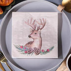 Christmas Disposable Paper Napkins Decorative Printed Paper Tissue Cocktail Napkins for Fun Holiday Party Luncheon Lunch Buffet Appetizer Dessert (Christmas Elk)