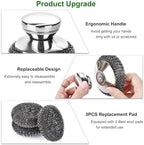 4PCS Steel Wool Scrubber Pads, Stainless Steel Scrubber Set with 3Pcs Steel Wool Pads, Steel Scrubber for Dishes, Ideal for Cleaning Cast Iron, Pots, Pans, Grills, Stoves, Sink, Kitchen Household