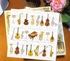 Generic 20-Count 6.5 x 6.5 Inch 3-Ply Music Themed Napkins for Decoupage, Weddings, Holidays & Gifting in White, Yellow, Brown
