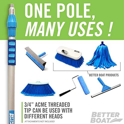 Extension Pole, Telescoping Rod, 3.5-6 ft Extendable Deck Brush Handle, Boat Hook, Painter’s Stick, 3/4" Universal End, Twist Lock, for Paint Rollers, Mops, and Long Reach Tasks