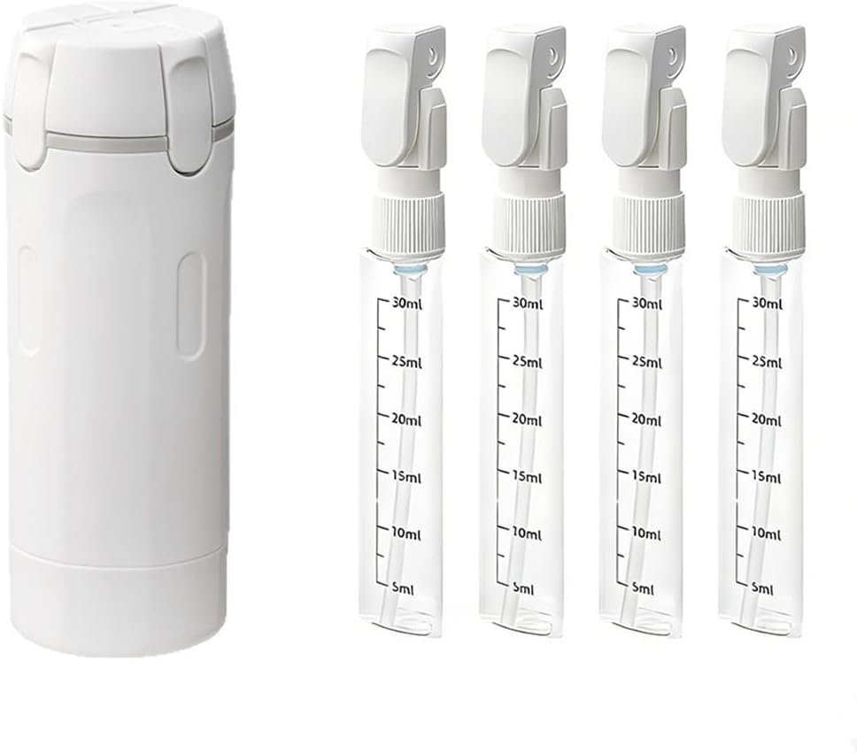 BOMPOW 4-in-1 Travel Bottles Set, Leak-Proof Refillable Containers Dispensers Labels Portable Toiletry Organizer Cup for Shampoo, Lotion, Soap