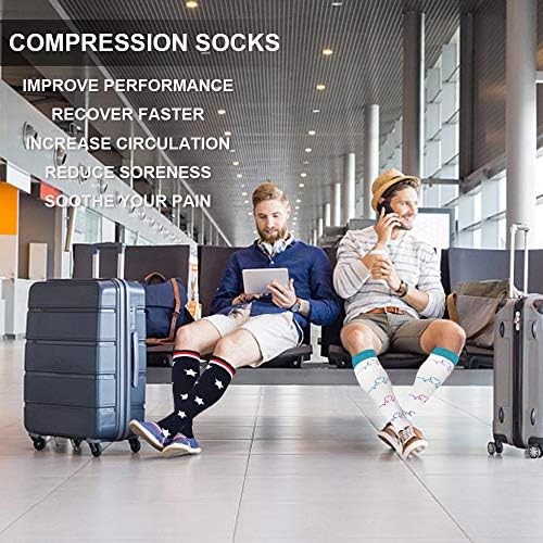 SunFeeling 6 Pairs Compression Socks for Women & Men Circulation - Best Support for Nurses,Running,Athletic,Sports