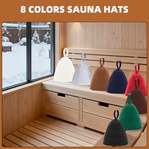8 Pcs Sauna Hat for Men & Women, Wool Sauna Hat Vaporarium Cap, Wool Felt Cap Russian Hats for Bath House Accessories