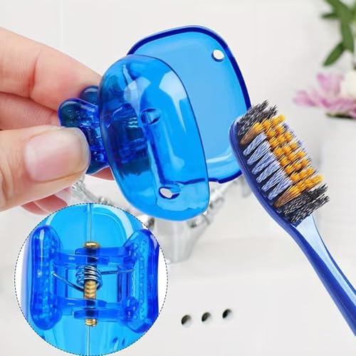 4 Pack Travel Toothbrush Head Covers Toothbrush Protector Cap Brush Pod Case Protective Portable Plastic Clip for Household Travel, Camping, Bathroom, School, Business