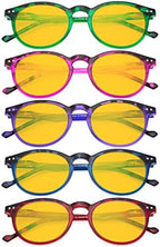 Eyekepper 5 Pack Fashionable Blue Light Filter Glasses Women - Anti Digital Glare Oval Round Computer Reading Glasses Amber Tinted +2.50