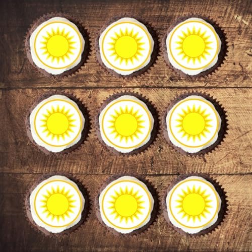 Sunshine Edible Cake Decorations, Here Comes the Son Cookie Decor, Sunshine Baby Shower Decorations, First Trip Around The Sun Edible Cupcake Toppers, Space Cake Topper, 48 x 3cm / 1.18 inch