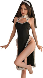 Women Sexy Chinese Cheongsam Cosplay Costume Outfit Roleplay Anime lingerie High Split Lace Dress