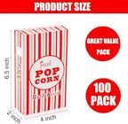 Bekith 100 Pack Paper Popcorn Boxes, Close-Top Popcorn Containers Cups Bucket for Movie Party and Theater Night