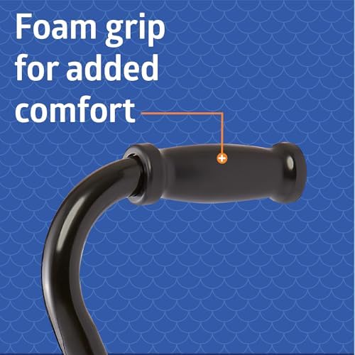 Medline Aluminum Quad Cane with Small Base for Balance, Height Adjustable 29" to 38", Knee Injuries, Surgery Recovery & Mobility, Lightweight Walking Aid for Seniors & Adults, 300 lb Weight Capacity