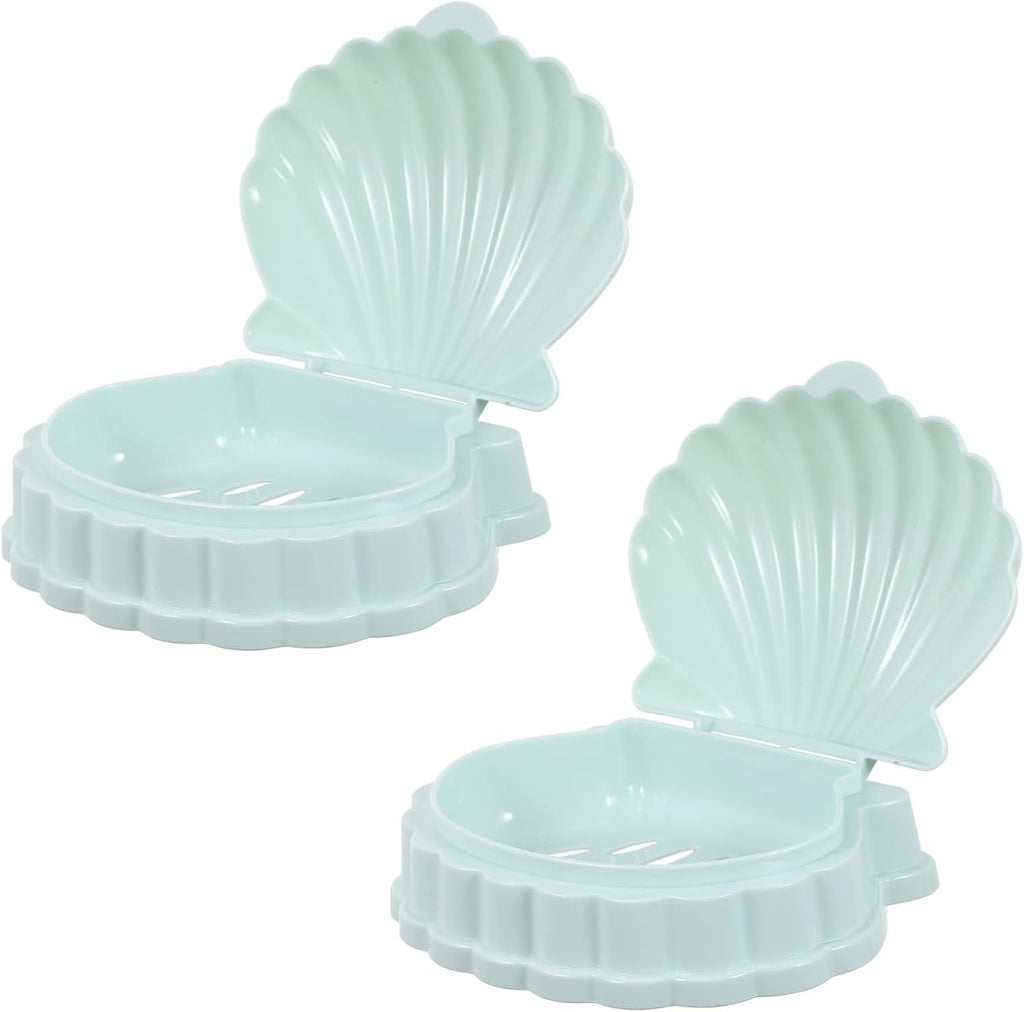2Pcs Sea Shell Shape Soap Trays Plastic Soap Dishes for Bar Ideal Containers for Bathroom and Kitchen Decorative and Functional Holders