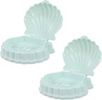 2Pcs Sea Shell Shape Soap Trays Plastic Soap Dishes for Bar Ideal Containers for Bathroom and Kitchen Decorative and Functional Holders