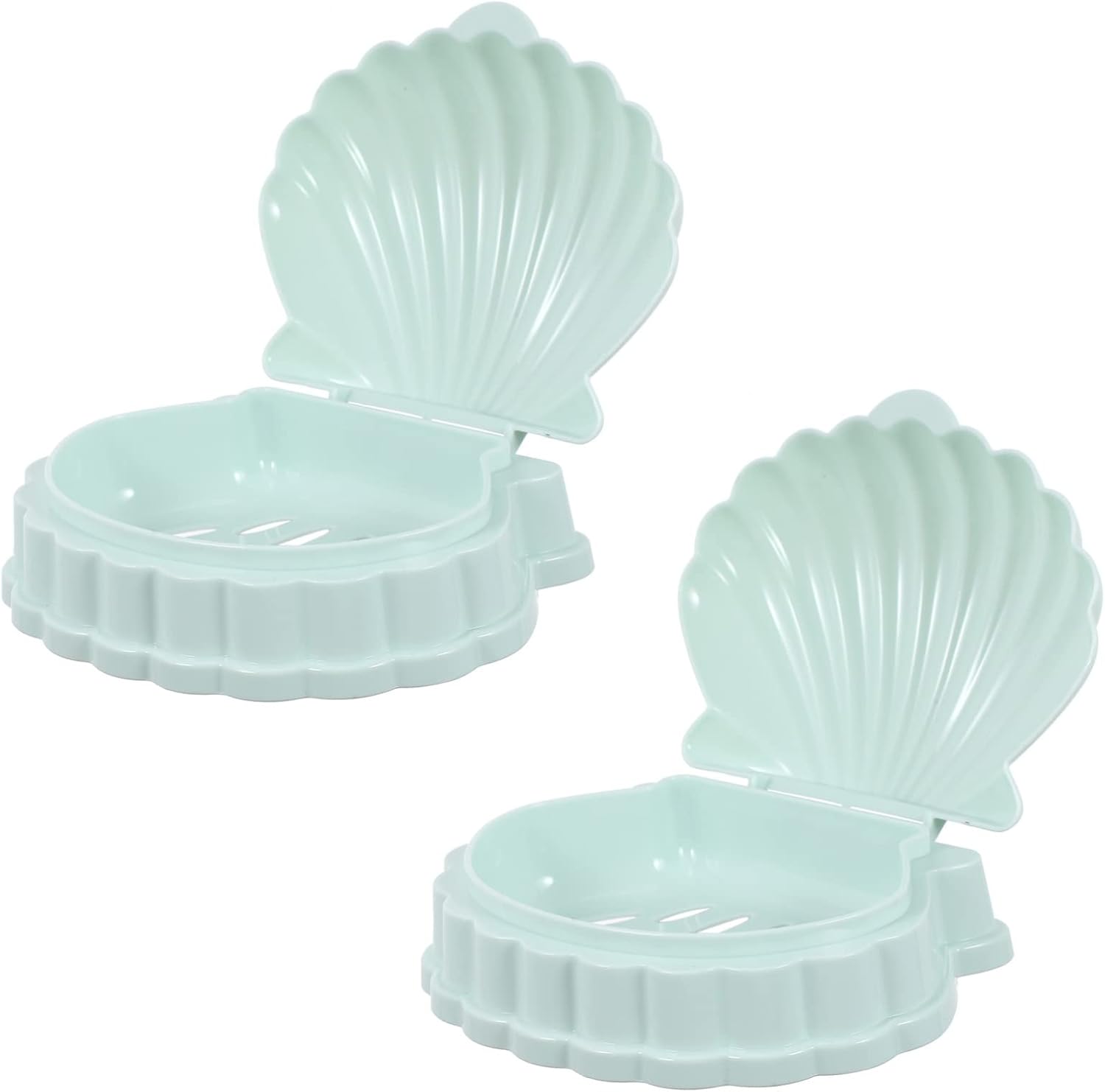 2Pcs Sea Shell Shape Soap Trays Plastic Soap Dishes for Bar Ideal Containers for Bathroom and Kitchen Decorative and Functional Holders