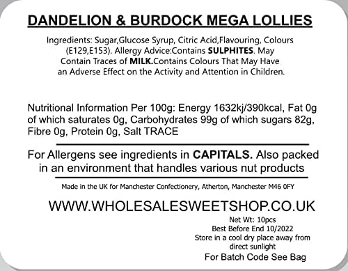 Joseph Dobson Dandelion & Burdock Mega Lolly x 10