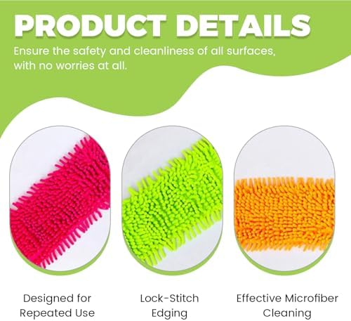 4PCS Chenille Mop Refill Pads, Reusable Microfiber Flat Mop Pads Machine WashableHome Decor