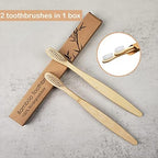 SEVENHEAD 2 PCS Bamboo Toothbrushes for Adults - Soft Bristles, Natural Biodegradable, BPA Free, Eco-Friendly, White