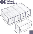 Desk Organizer with 4 Drawers, FODIENS Stackable Desktop Storage Box with Removable Drawer, Clear Sunglasses Organizer Display Case for Stationery Marker Pens Eyeglasses Office Supply