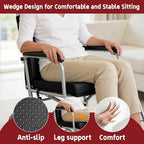 Wedge Wheelchair Seat Cushion with Backrest, High Density Foam Wheelchair Cushions Removable Cover with Zipper Adjustable Elastic Strap for Office Car Seat 16x18x2-4 Inch