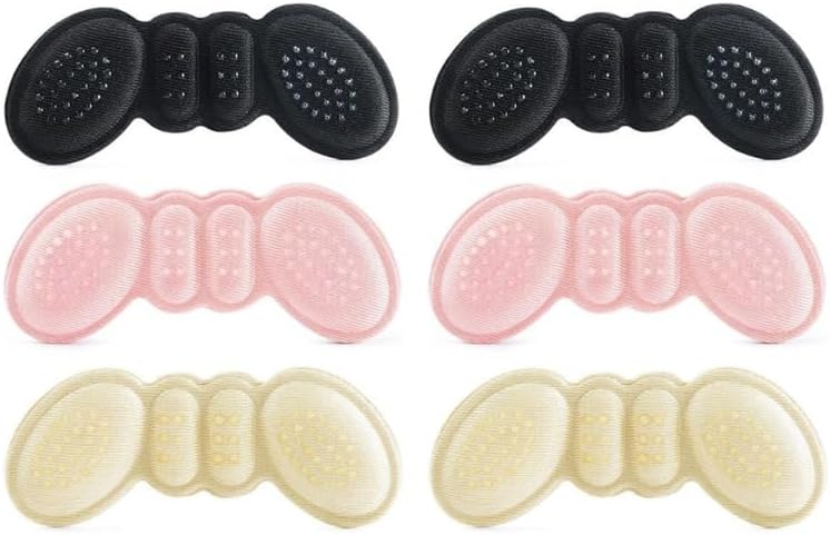 1Pair/3Pair/6Pair Heel Pads Self-Adhesive Cushion Protectors for Women,Anti-Chafing Foot Protectors for High Heels Shoes (2 Black+2 Pink+2 Beige)